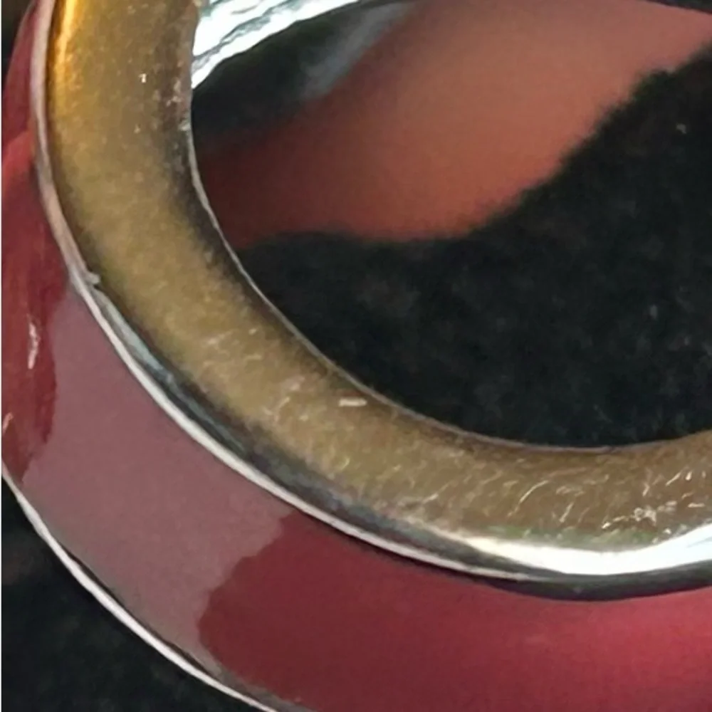 Vintage Pink Enamel Silver Hoop Earrings